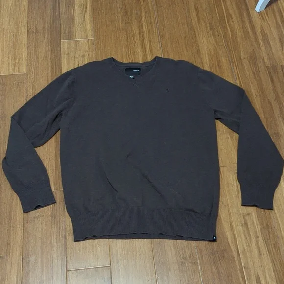 Hurley Brown V-Neck Cotton Pullover Sweater - Picture 6 of 13